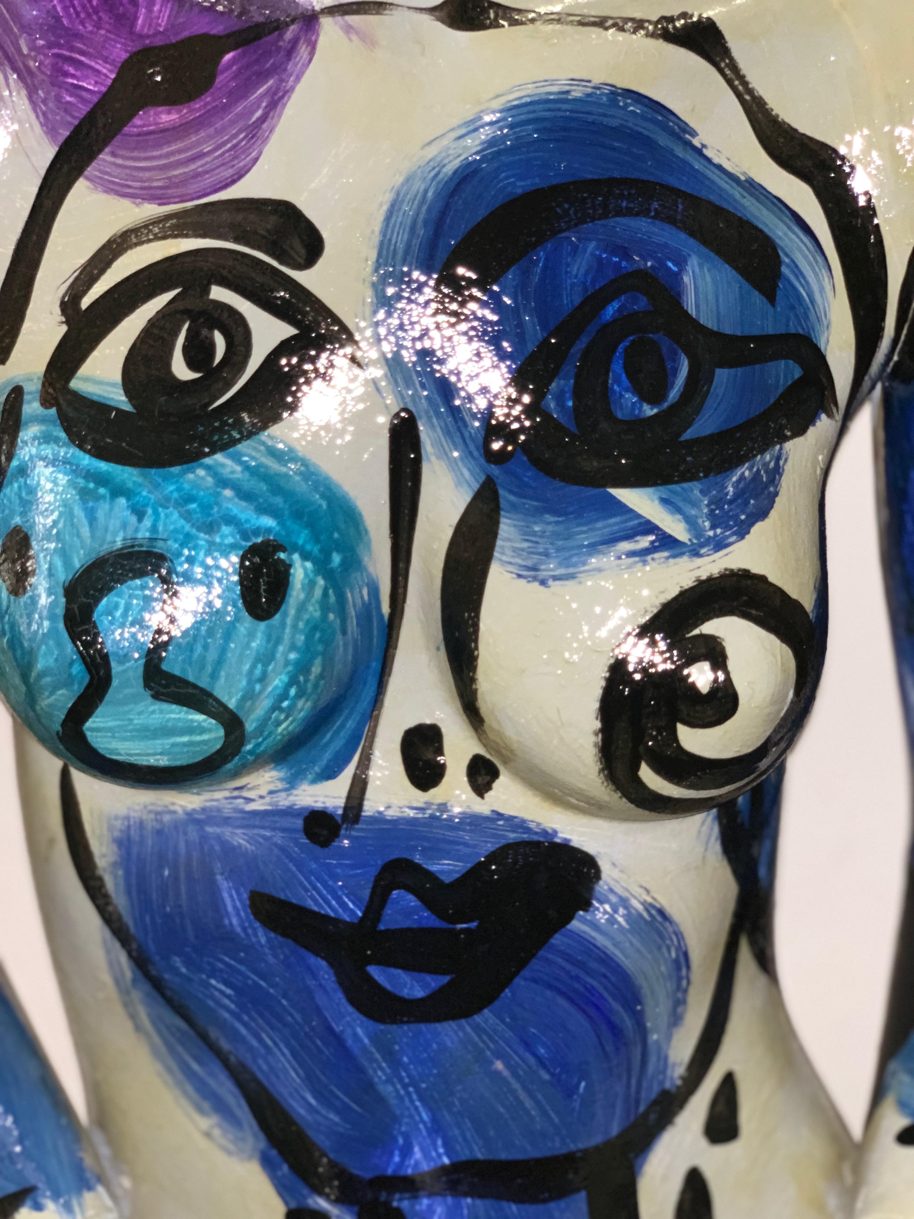 Peter Keil Abstrakt-expressionistische bemalte Paillettenpuppe 4