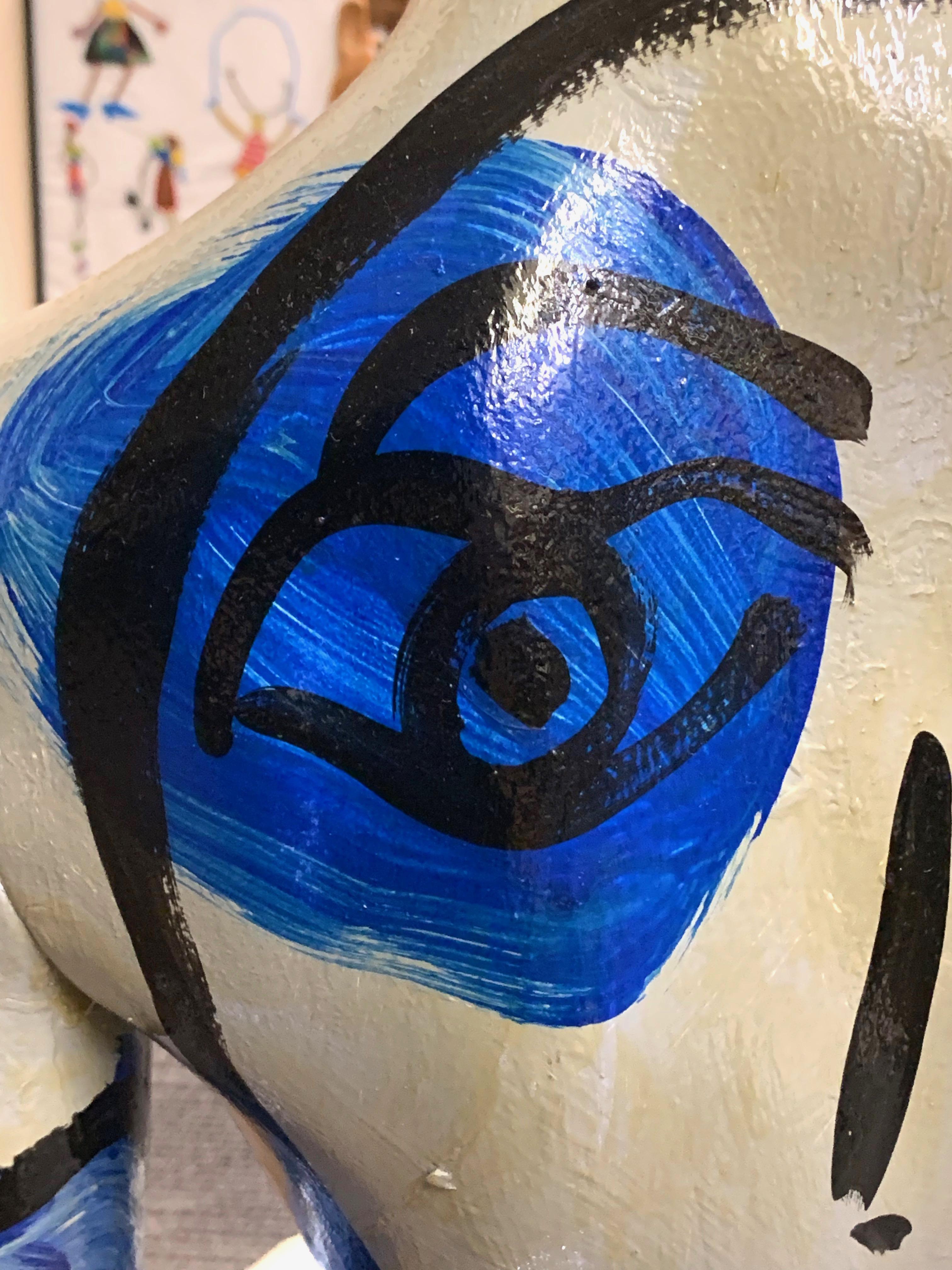 Peter Keil Abstrakt-expressionistische bemalte Paillettenpuppe (Plexiglas)