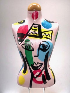 Peter Keil Abstract Expressionist Painted Mannequin Torso in Canvas