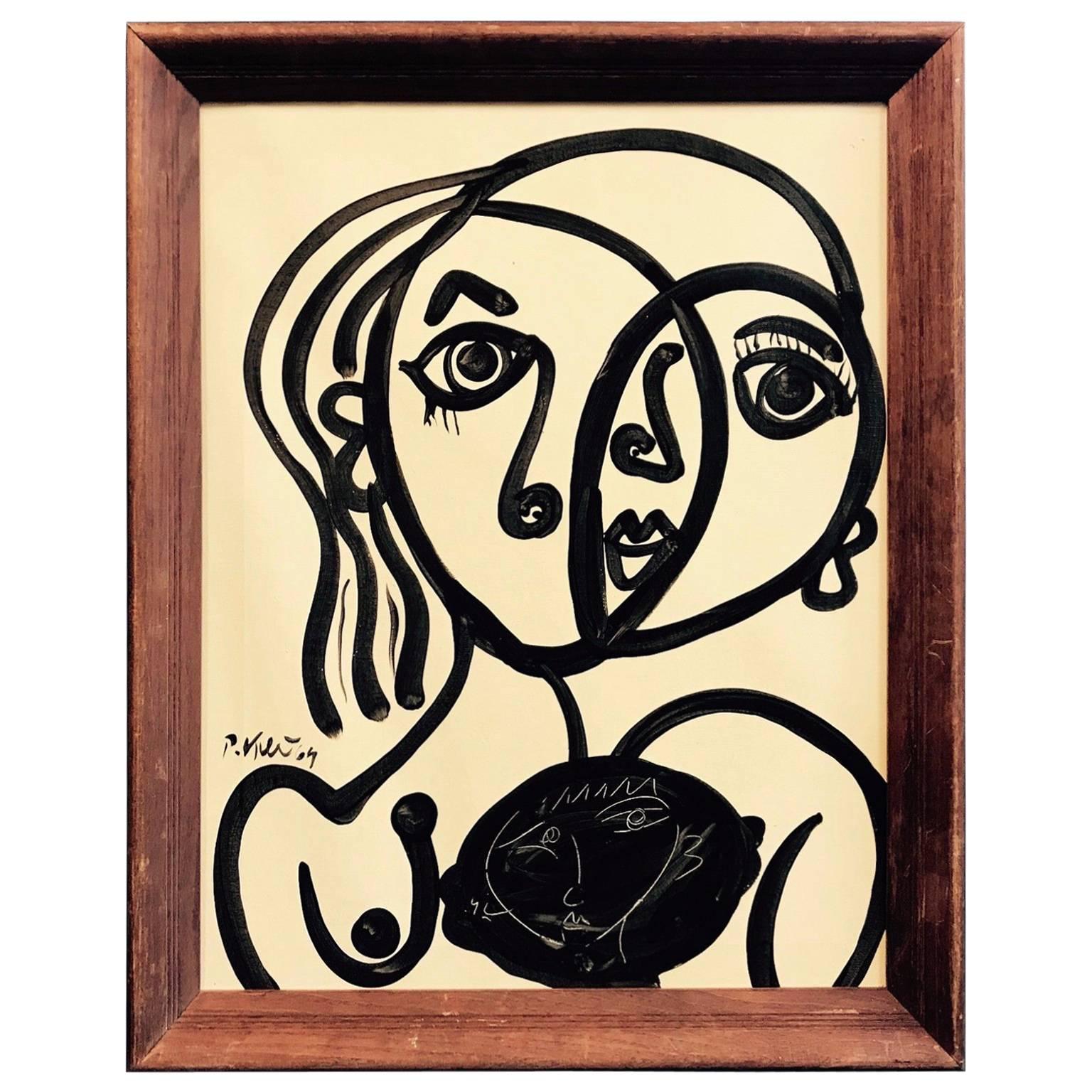 Peter Keil 
Abstract Face
 Framed Abstract Portrait Oil Painting