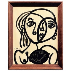 Peter Keil 'Abstract Face' Framed Abstract Portrait Oil Painting