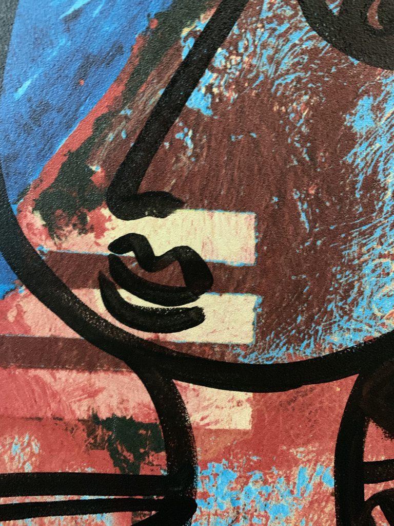 American Peter Keil “Blue Moon over NYC” Abstract Expressionist Portrait Oil Painting