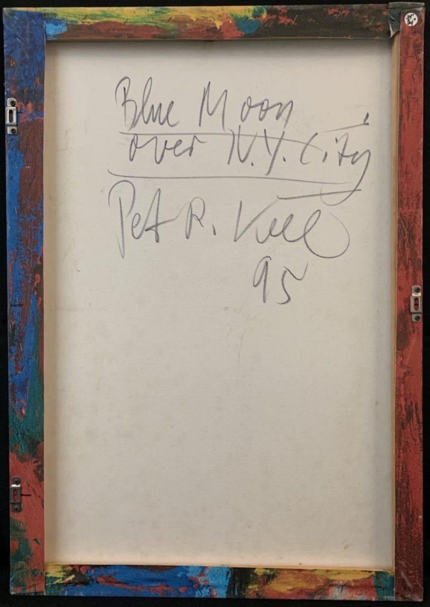 Late 20th Century Peter Keil “Blue Moon over NYC” Abstract Expressionist Portrait Oil Painting