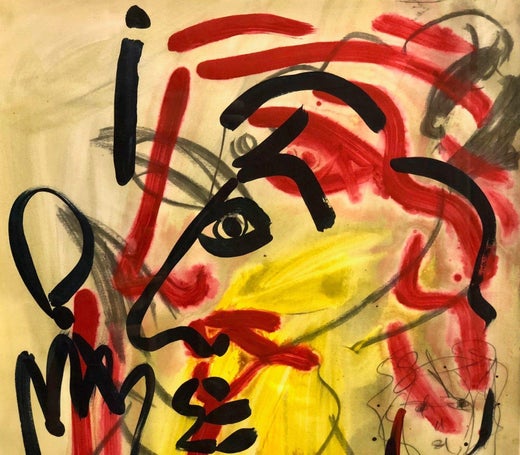 Peter Keil Dreaming Woman Abstract Expressionist Oil Painting