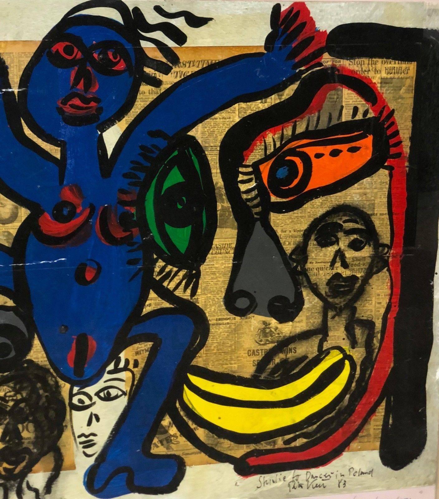 Expressionistisches gerahmtes Ölgemälde „Die polnischen Tänzer aus Krakau“ von Peter Keil (Ende des 20. Jahrhunderts) im Angebot