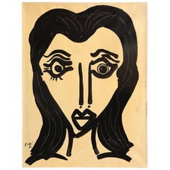 Peter Keil Expressionist Oil on Canvas Portrait of an Abstract Face