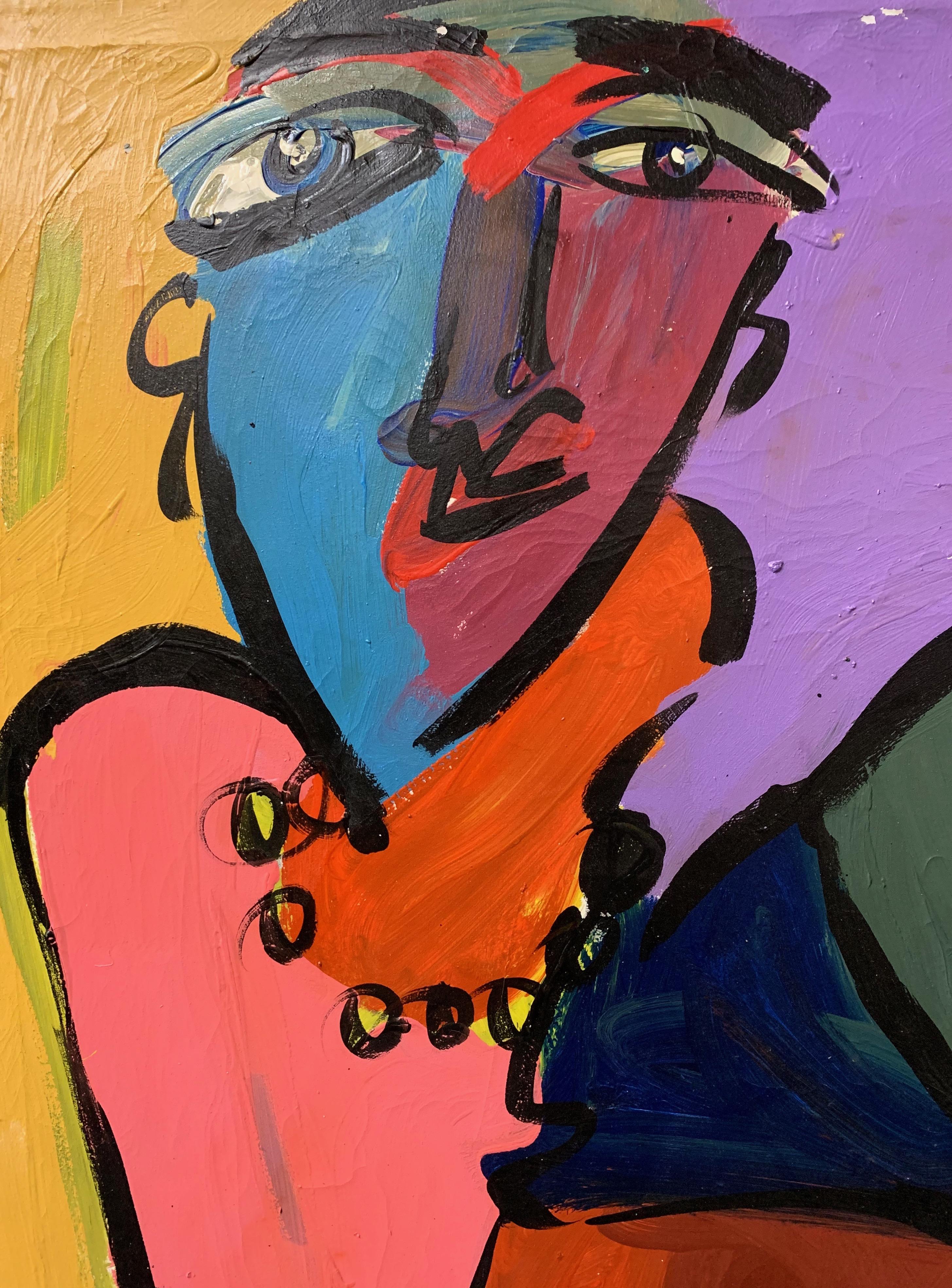 Expressionist abstract oil on canvas portrait depicting American dancer and choreographer Judith Jamison, created in 1984 by Peter Robert Keil in his studio in New York. Signed on the front and titled on the back. The piece is in great vintage