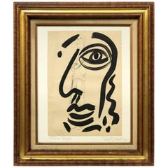 Peter Keil 'Facion Show' Framed Abstract Portrait Acrylic Painting