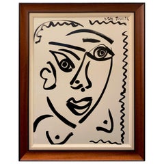 Peter Keil Framed Expressionist Oil on Board Portrait Painting