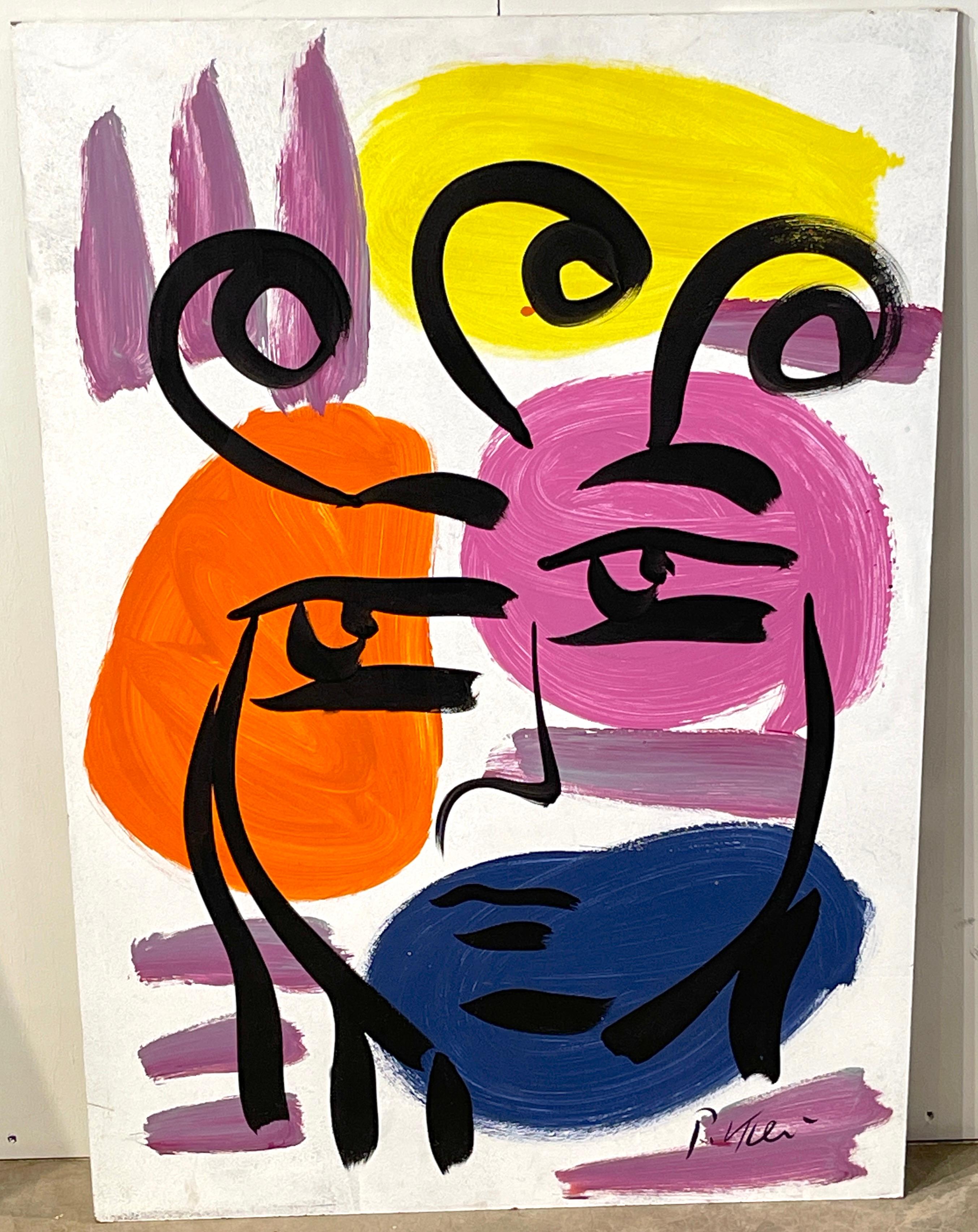 Untitled Portrait - I.
Peter Keil, Berlin, 1970s.
Oil on board, unframed .
Influences o Pablo Picasso and Matisse and Alexander Calder are evident.
A large, well balanced 1970s period work by Peter Keil.
Oil on board, signed and dated lower right,