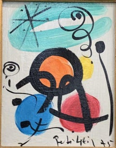 Peter Keil Joan Miro Style Modern Abstract Expressionist Oil Painting