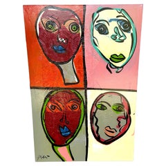 Peter Keil, Quadrittico a tecnica mista (4) ritratti, C.C. 1980