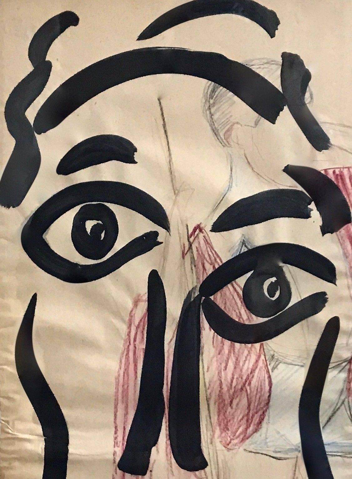 A framed abstract style acrylic portrait made by Peter Robert Keil (b. 1942) in 1987 in his Palma studio. The piece comes with a “Certificate of Authenticity” from the artist and is in good vintage condition. From the artist's personal collection.