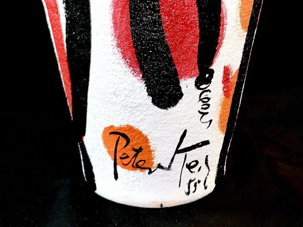 Hand-Painted Peter Keil Modern Abstract Expressionist Painted Ceramic Vase For Sale