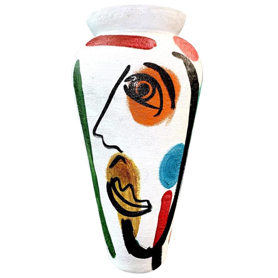 Peter Keil Modern Abstract Expressionist Painted Ceramic Vase