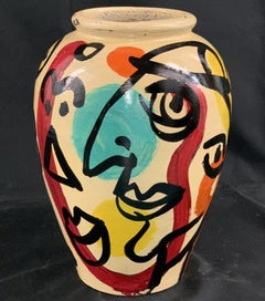 Peter Keil Modern Abstract Painted Ceramic Vase