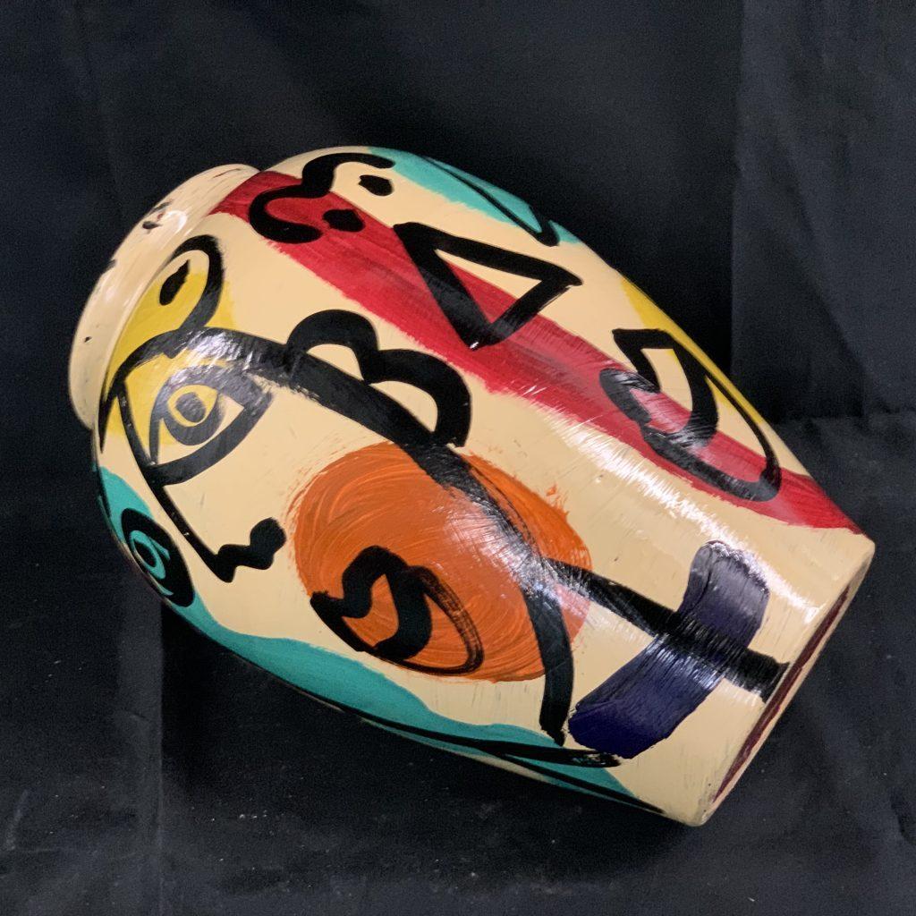 Hand-Painted Peter Keil Modern Abstract Painted Ceramic Vase For Sale