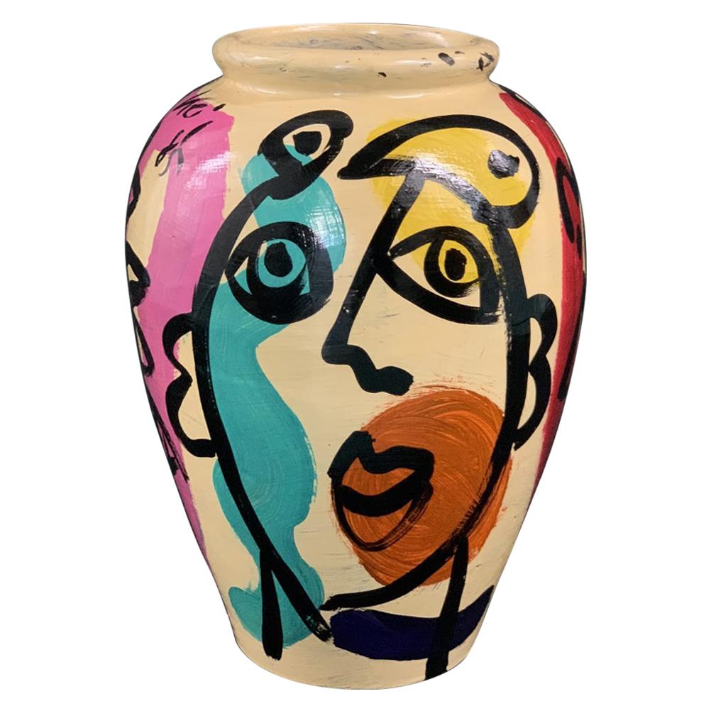 Peter Keil Modern Abstract Painted Ceramic Vase