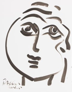 Portrait abstrait acrylique sur papier