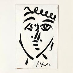 Black & White Abstract Portrait on Board by Peter Keil