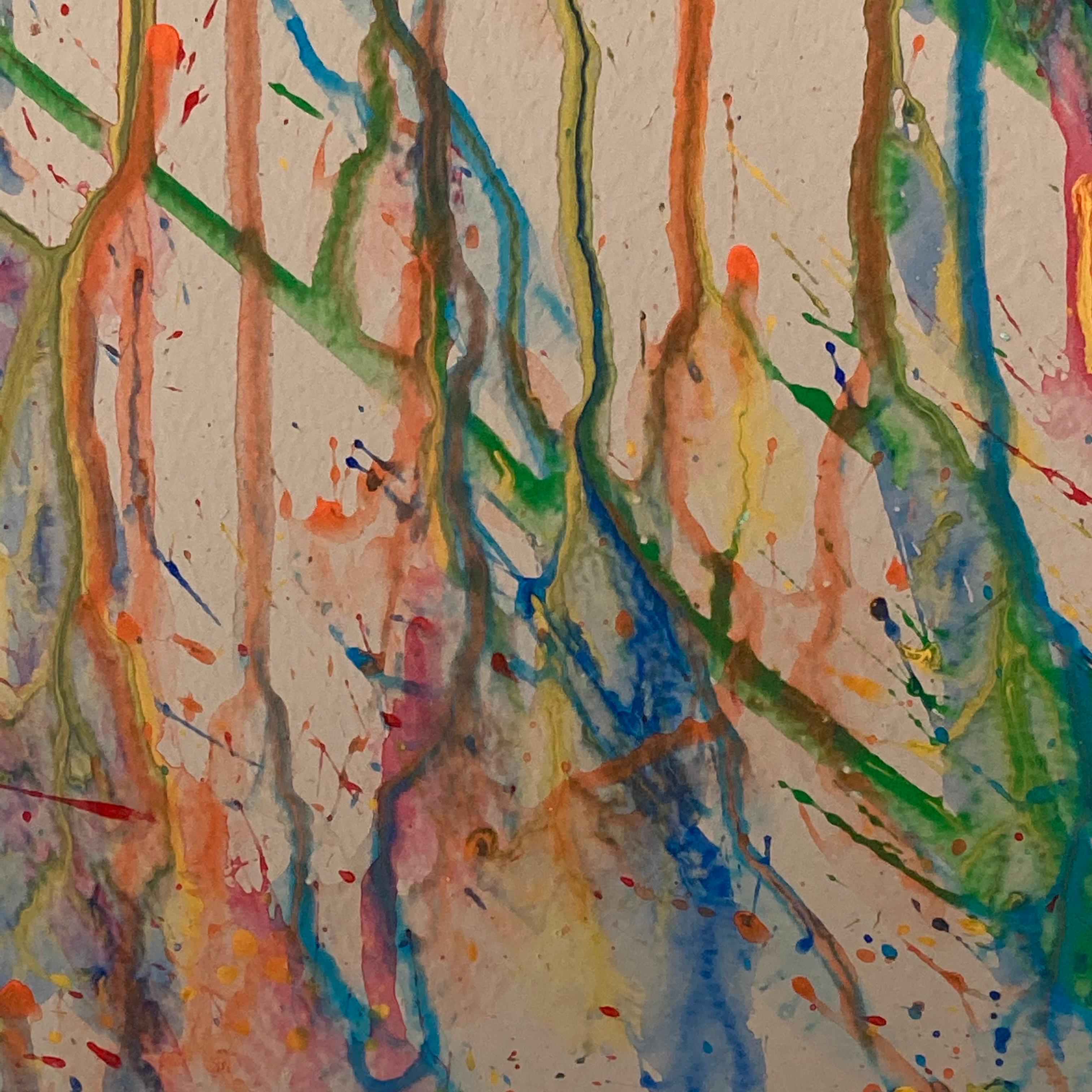 Peinture de portrait abstrait colorée sur panneau -  Showers arc-en-ciel de Peter Keil en vente 5