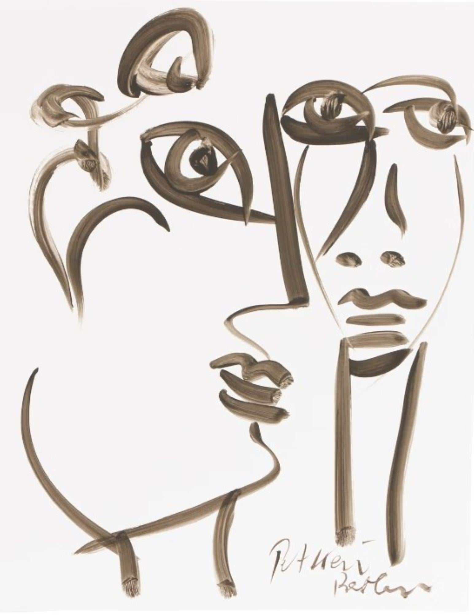Simplified drawing that expertly captures the expression of the person.
Inscribed 'Berlin' below signature

Artist bio:
Influenced by German Expressionism and graffiti elements, Keil is known for his simplified abstractions of traditional art