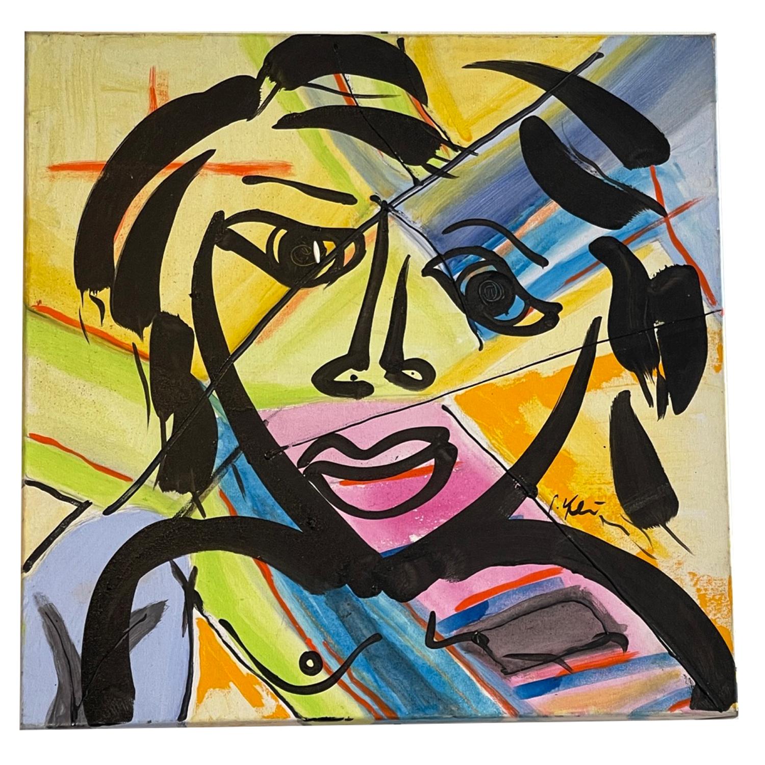Peter Keil Abstract Painting - Peter Robert Keil Acrylic on Canvas Colorful Portrait