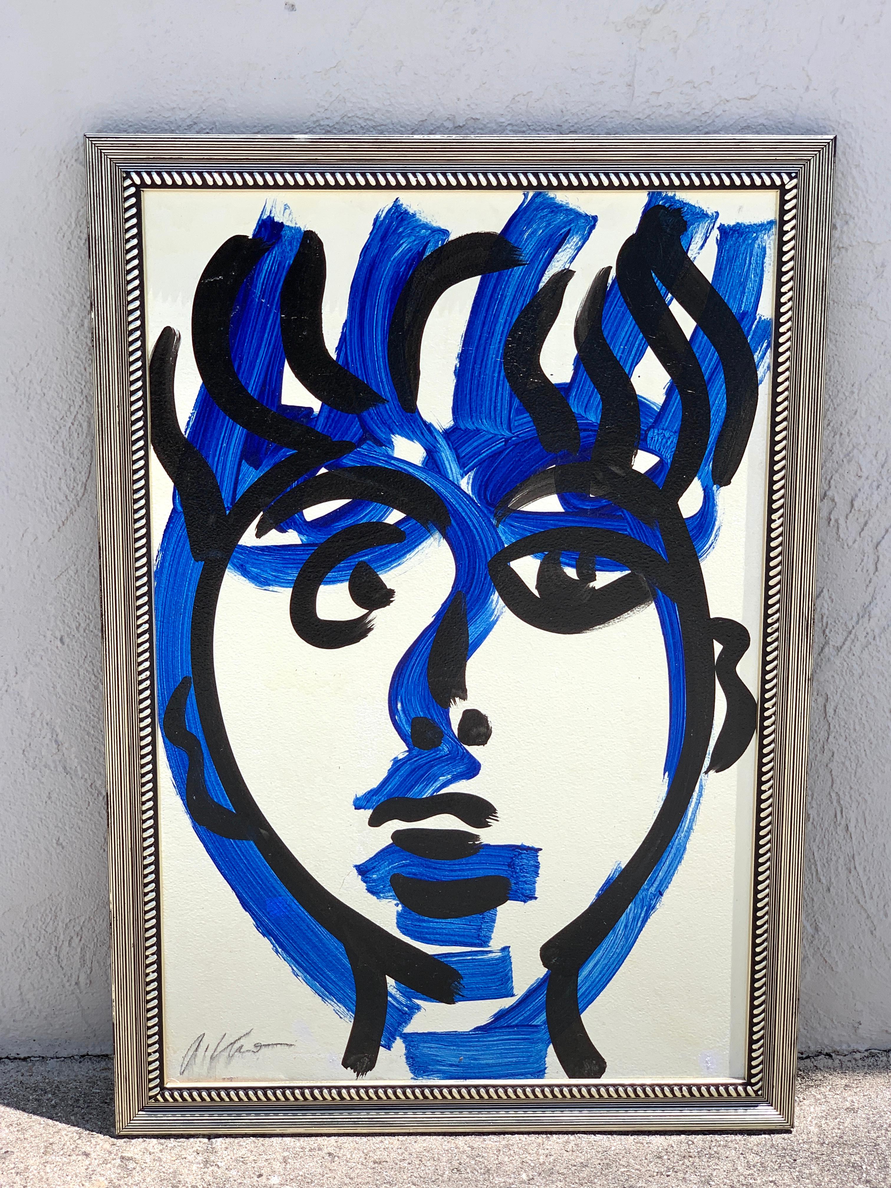 Peter Keil, portrait in blue- large scale
Oil on artist board
Signed lower left in script
Newly framed
Board 24
