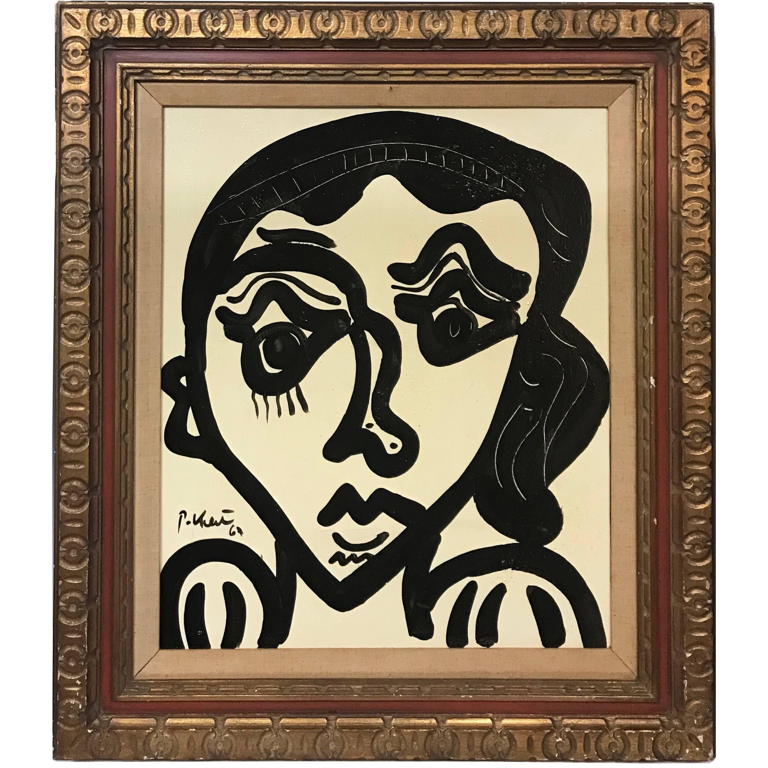 Peter Keil Signed Expressionist Oil Painting 'Lady from New York' For Sale