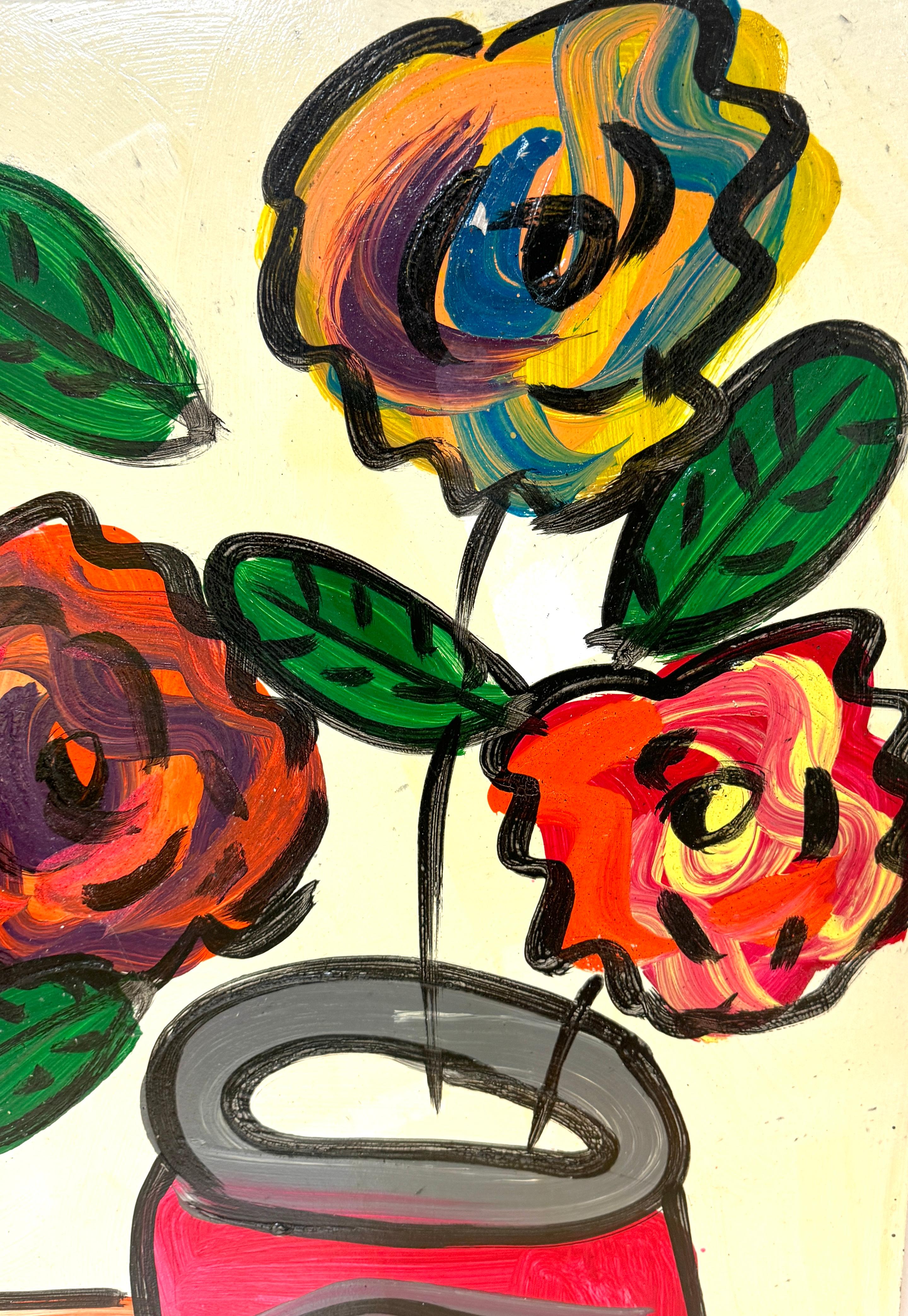 Stillleben mit Blumen von Peter Keil, Berlin, 1970er Jahre (Holz)