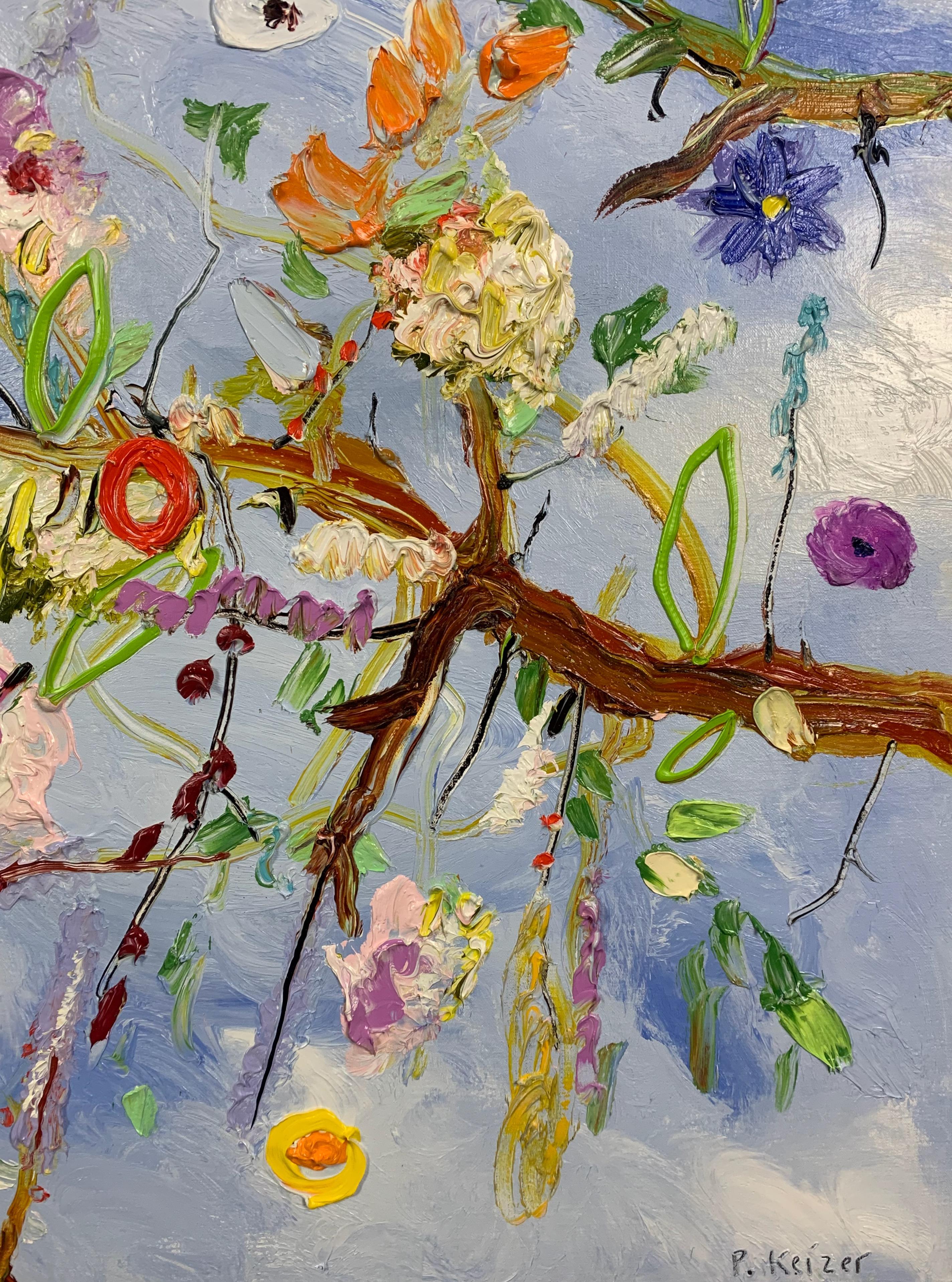 „From the fields“, Ölgemälde auf Leinwand, von Peter Keizer (47 x 47