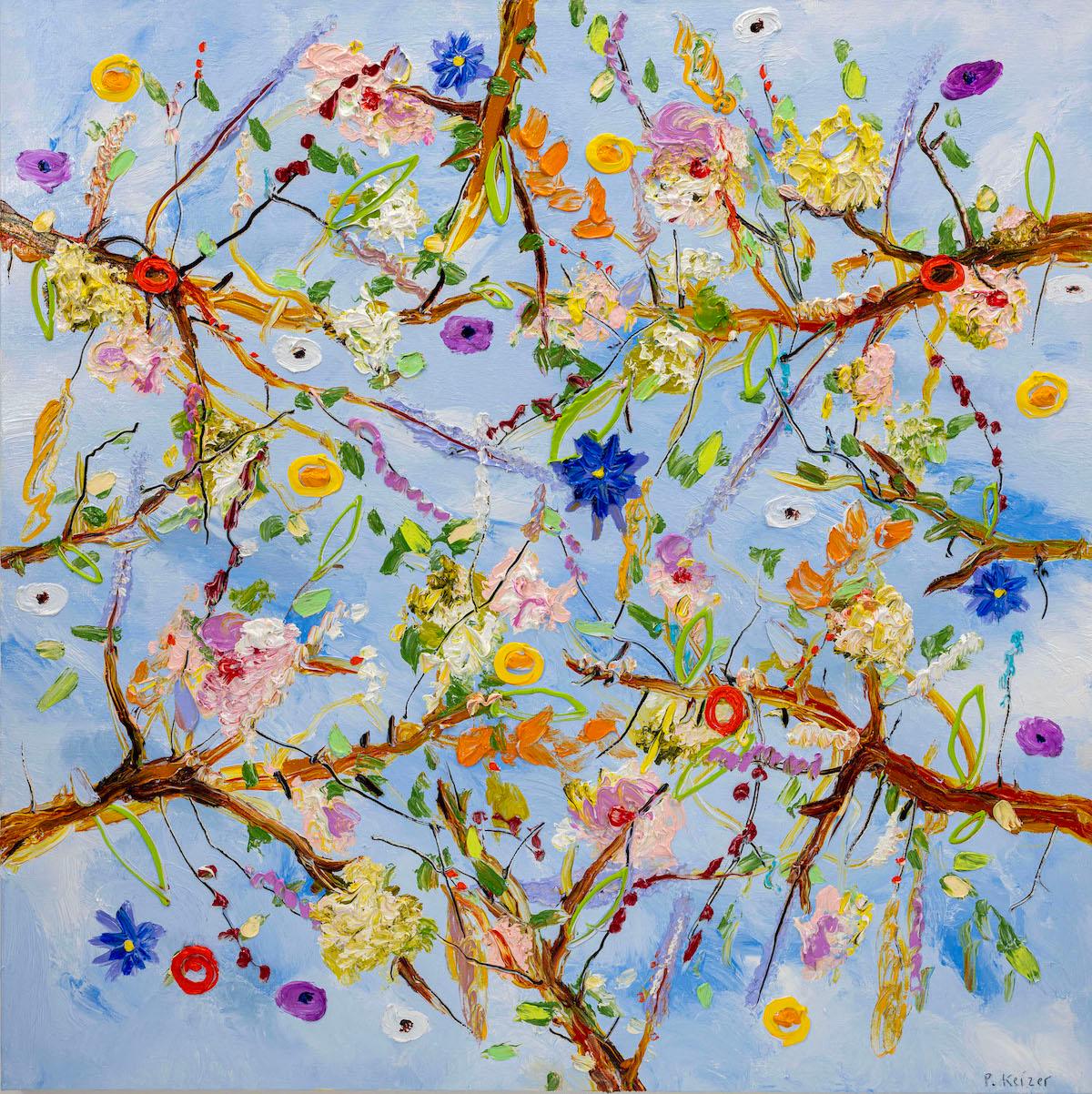 "Von den Feldern", Ölgemälde mit Blumen (Frühling) von Peter Keizer.

Peter Keizer ist ein niederländischer Maler und Bildhauer, geboren 1961. Er studierte an der Rijksakademie in Amsterdam und begann nach seinem Abschluss am Royal College of Art in