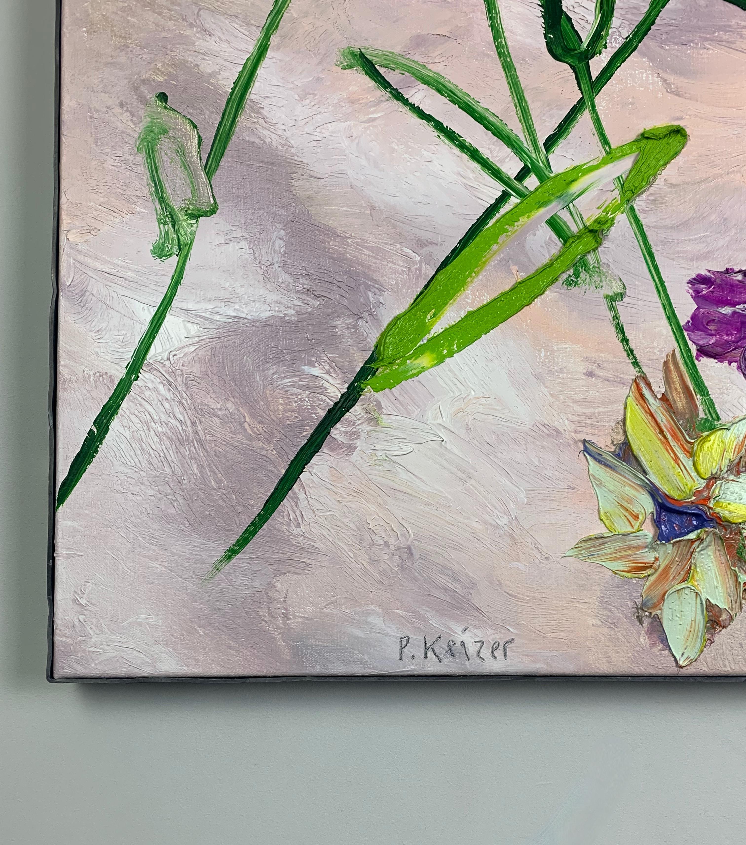 Peinture à l'huile sur toile « Going dutch » de Peter Keizer, 28 x 28 pouces, 2018 en vente 6