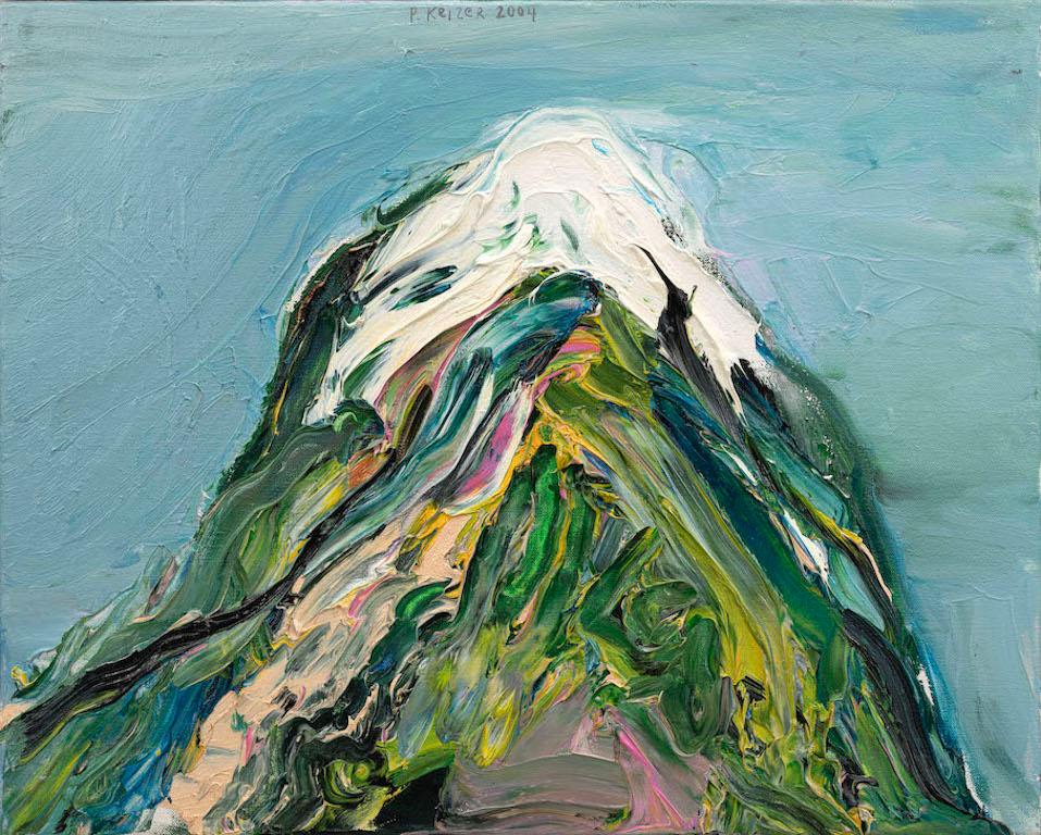 "Let it snow", Ölgemälde eines Berges von Peter Keizer.

Peter Keizer ist ein niederländischer Maler und Bildhauer, geboren 1961. Er studierte an der Rijksakademie in Amsterdam und begann nach seinem Abschluss am Royal College of Art in London als