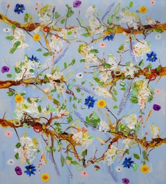 Peinture à l'huile sur toile « Rustling Branches » de Peter Keizer - Fleurs, nature
