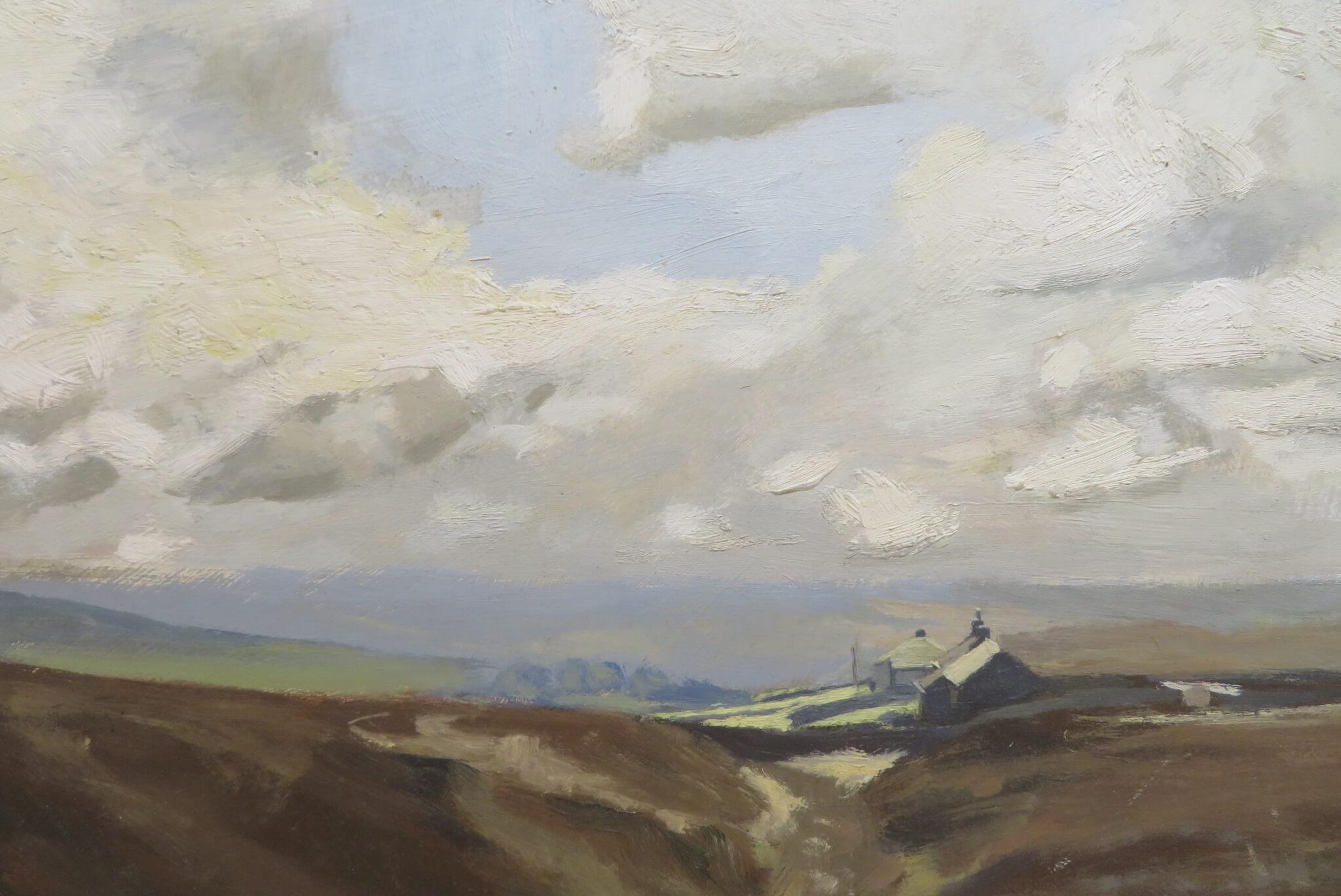 Beautiful Original late 20thC English Oil Painting YORKSHIRE MOORS LANDSCAPE 2