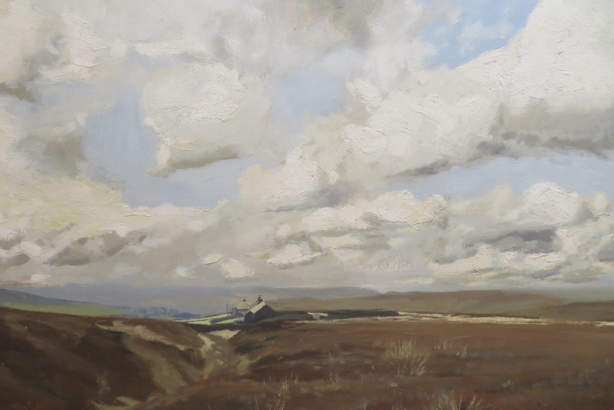 Beautiful Original late 20thC English Oil Painting YORKSHIRE MOORS LANDSCAPE 5