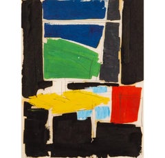 Interno con finestra, pittura a olio di Peter Kinley, 1960 circa