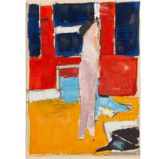 Figura in piedi, pittura a olio di Peter Kinley, anni '60 circa