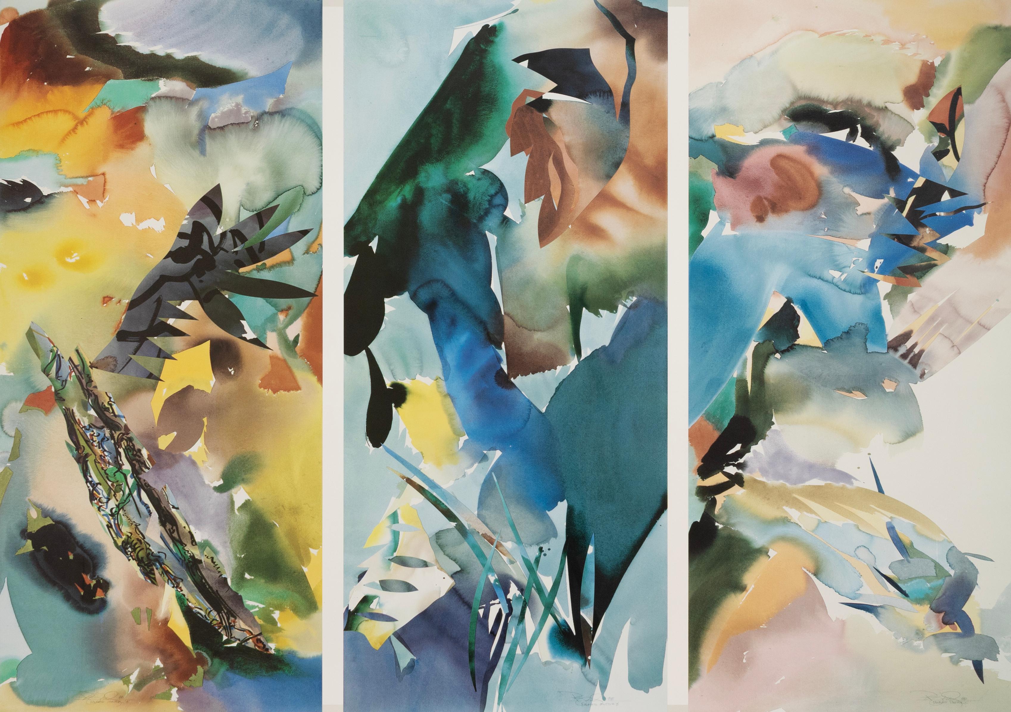 Peter Kitchell Palmathe Panther ABC Acuarela Abstracta Contemporánea Firmada 1988 Estadounidense en venta