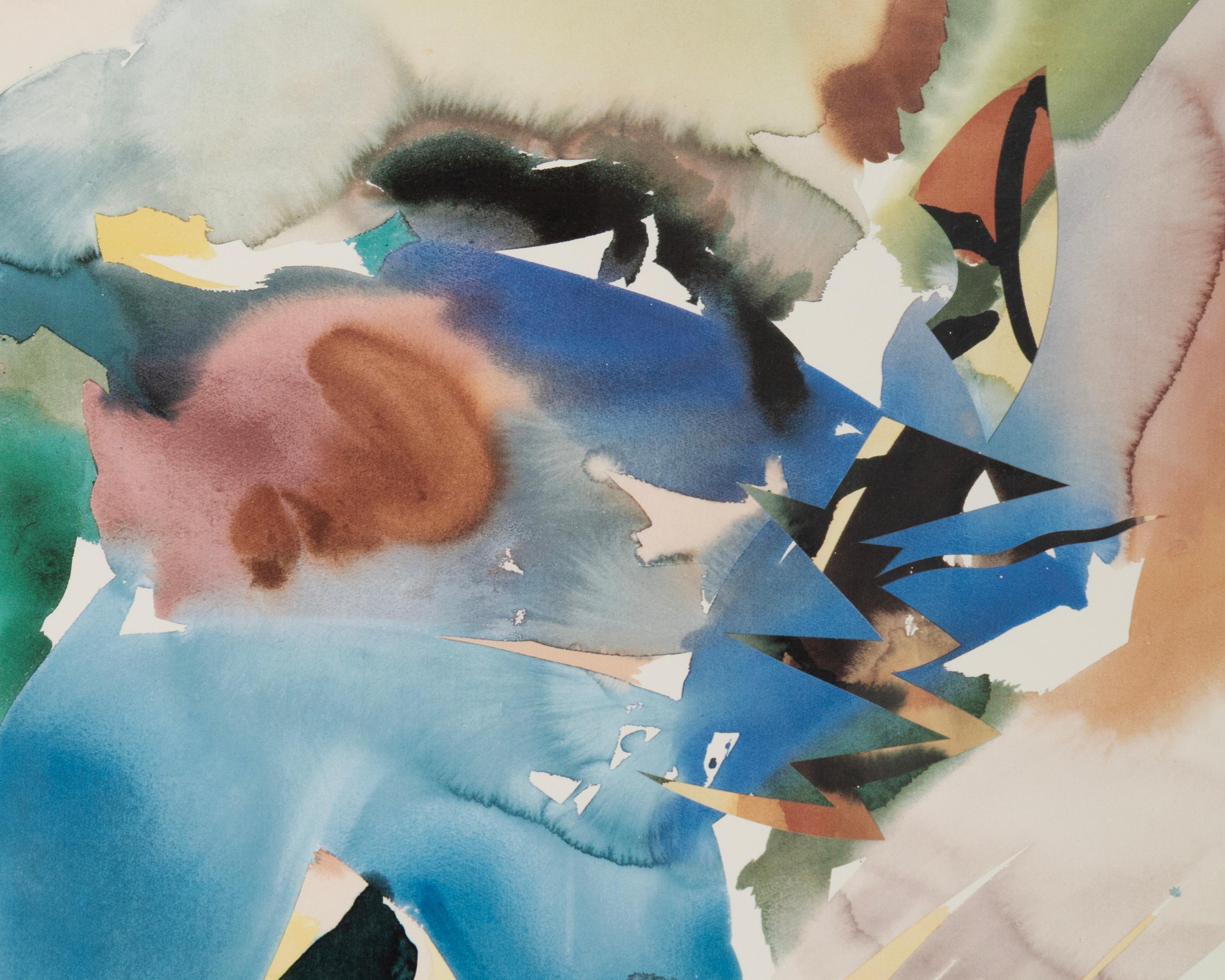 Peter Kitchell Palmathe Panther ABC Acuarela Abstracta Contemporánea Firmada 1988 en Bueno estado para la venta en Keego Harbor, MI