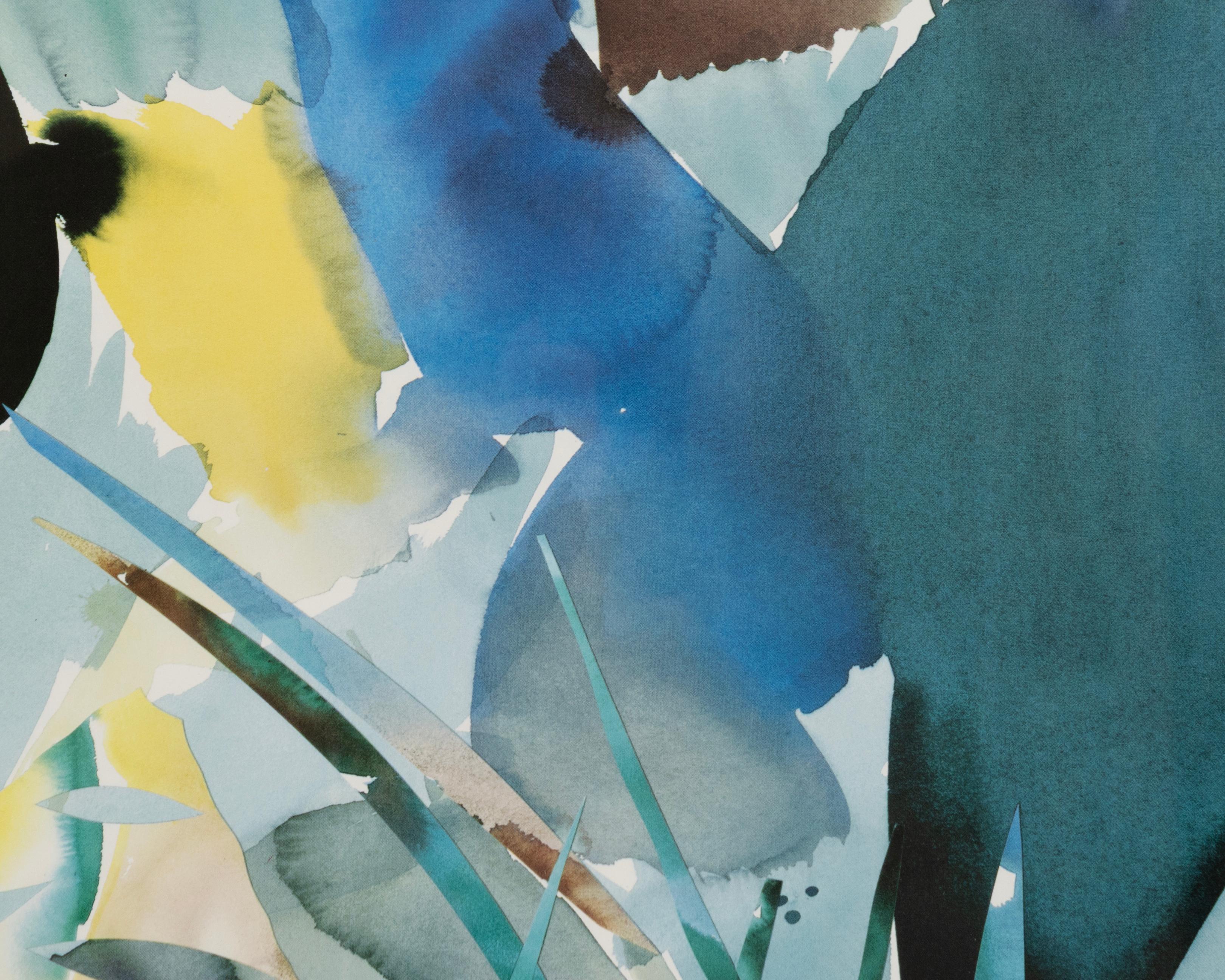 Peter Kitchell Palmathe Panther ABC Acuarela Abstracta Contemporánea Firmada 1988 en venta 1