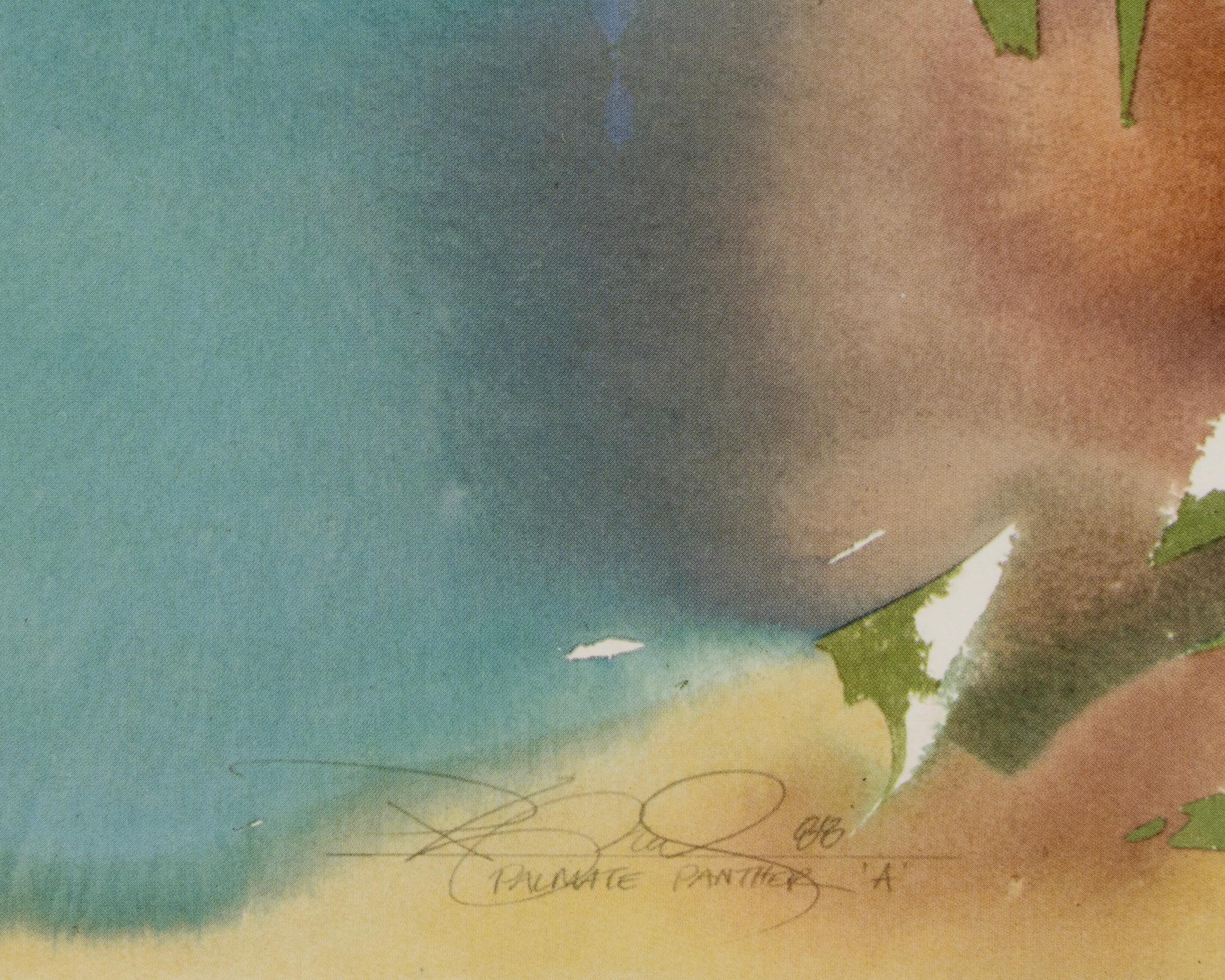 Peter Kitchell Palmathe Panther ABC Acuarela Abstracta Contemporánea Firmada 1988 en venta 2