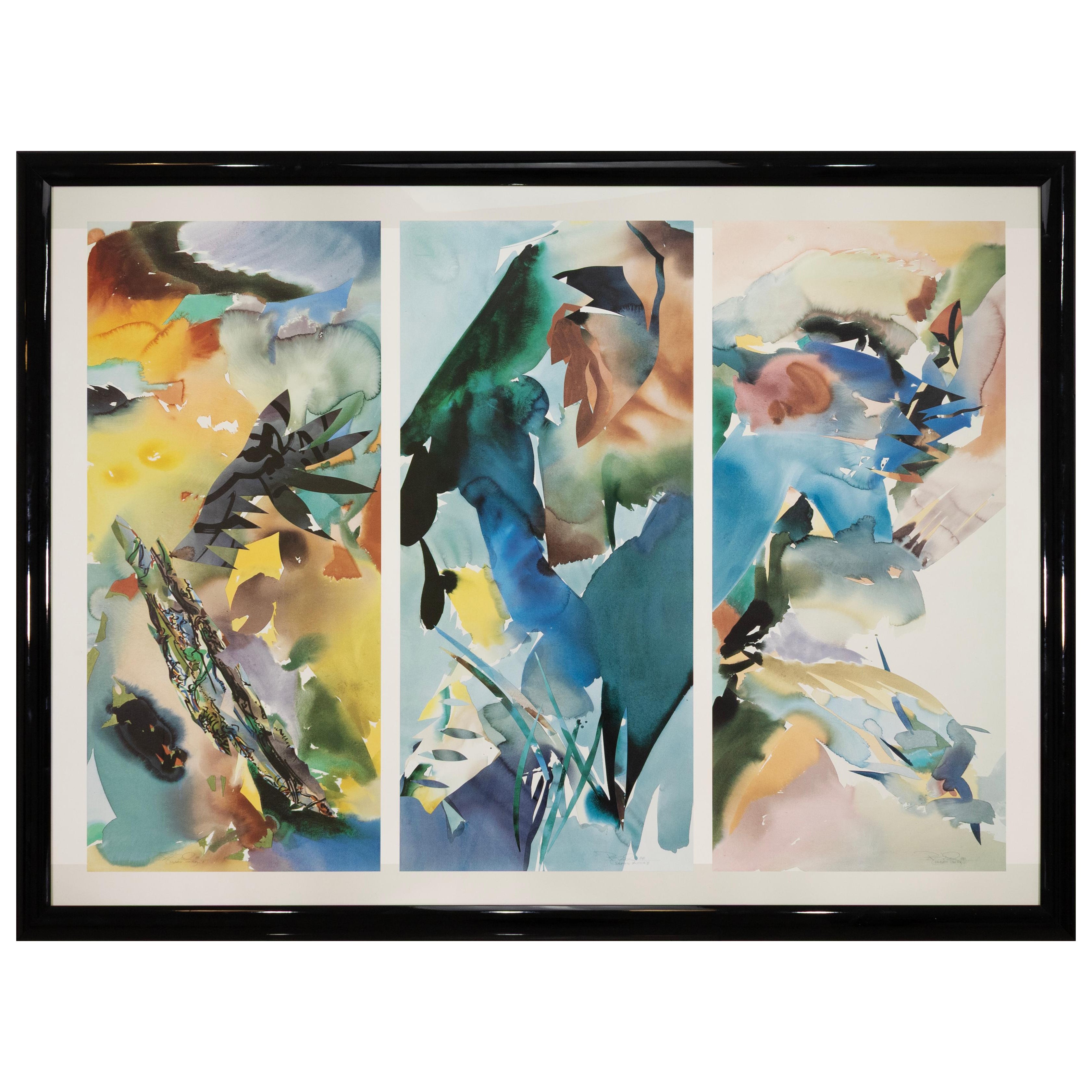 Peter Kitchell Palmathe Panther ABC Acuarela Abstracta Contemporánea Firmada 1988 en venta