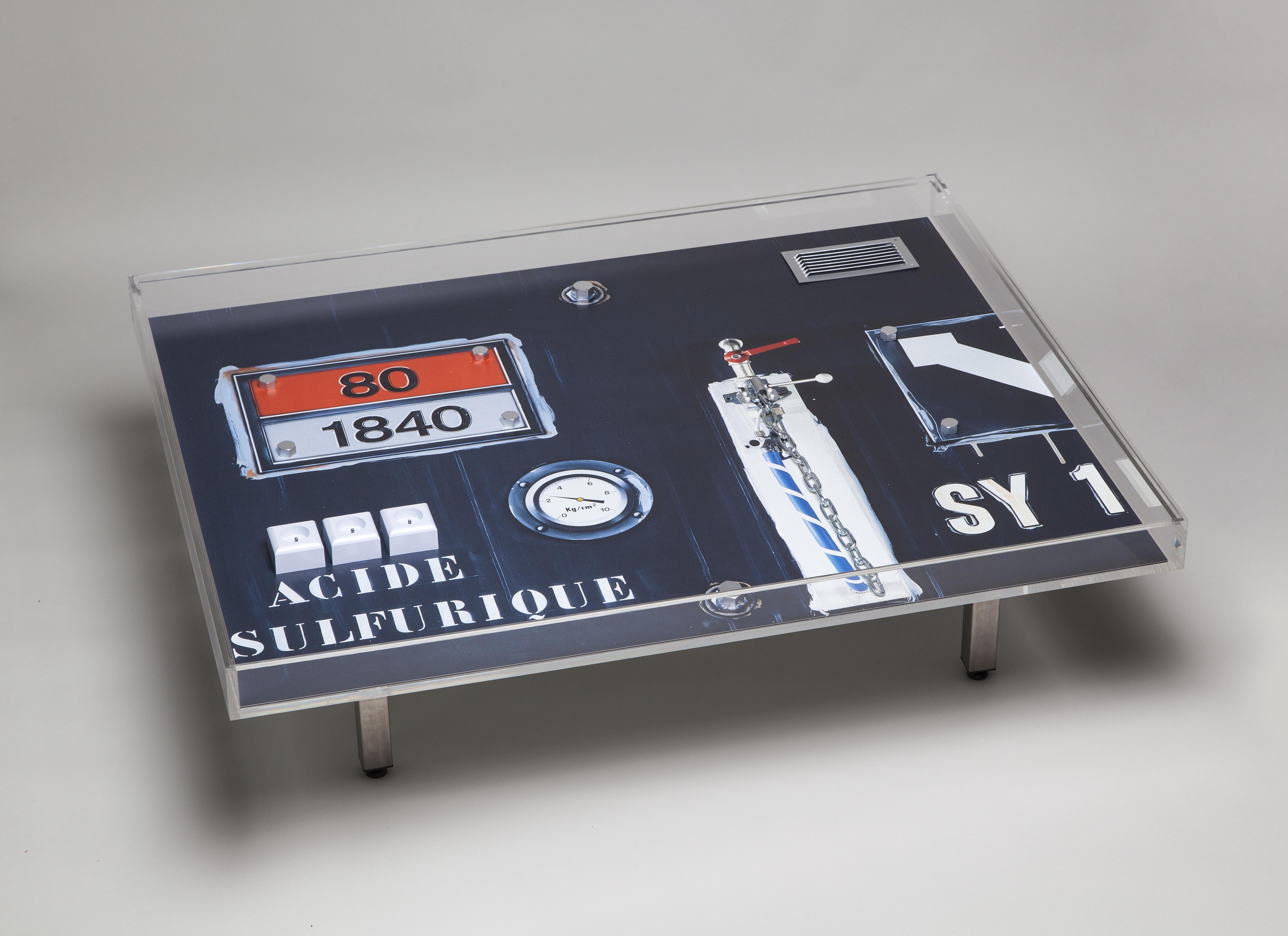 Table basse SY 1 de Peter Klasen Table de conception d'artiste en plexiglas
