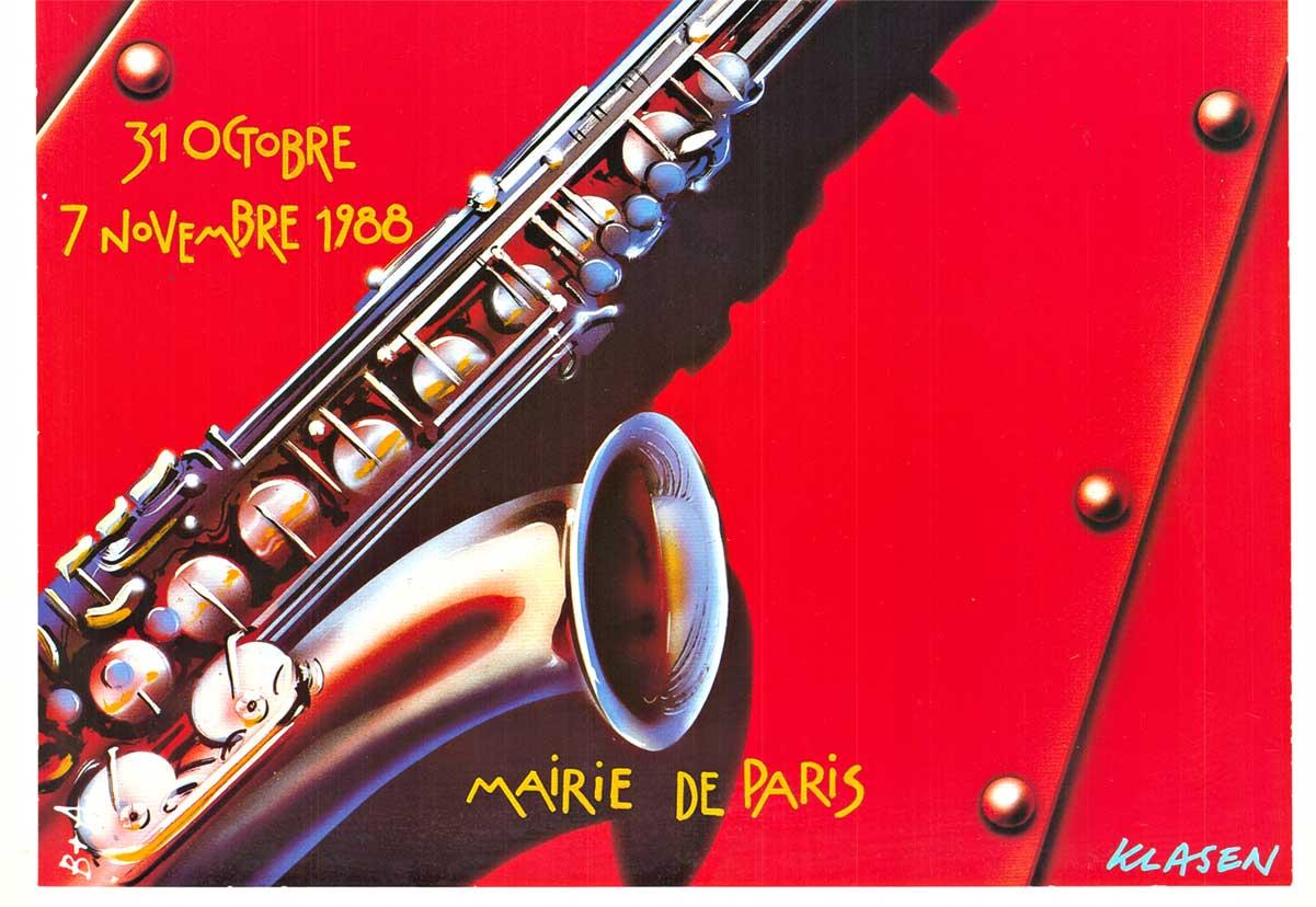 Original Festival de Jazz de Paris 1988 vintage Musik Poster (Pop-Art), Print, von Peter Klasen