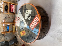 Peter Klasen Acrylic/paste/aerosol and glass plate on wooden reel