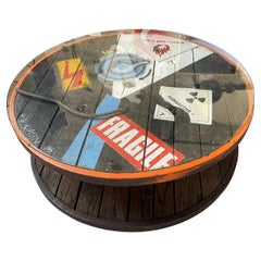 Used Peter Klasen Acrylic/paste/aerosol and glass plate on wooden reel