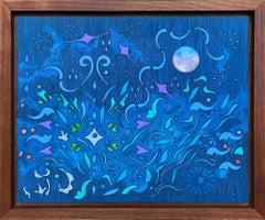 "Symphonie in vier Sätzen - II - Fluss", Abstrakt, Blau, Gemälde in Mischtechnik