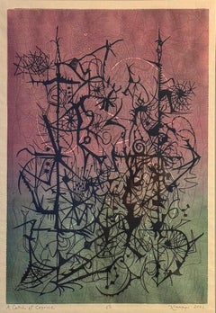 A Catch of Caprice, stampa xilografica astratta a colori, firmata, edizione 1/5